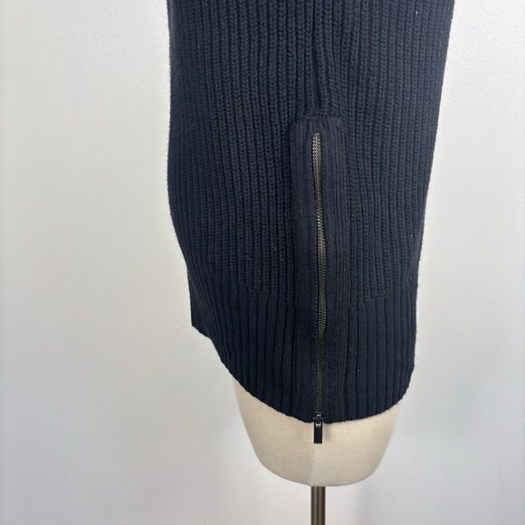 Banana Republic Womens XS Black Cotton Nylon Turtleneck Sweater Side Zippers - Picture 4 of 8